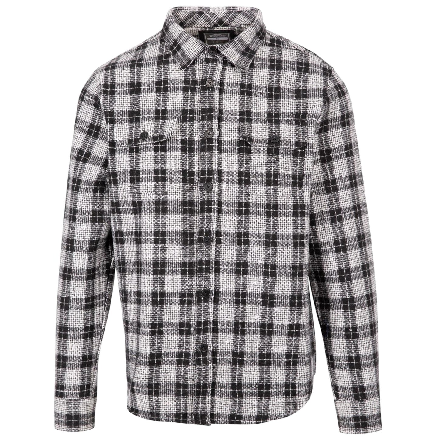 Black-White - Front - Trespass Mens Portlaw Checked Long-Sleeved Shirt