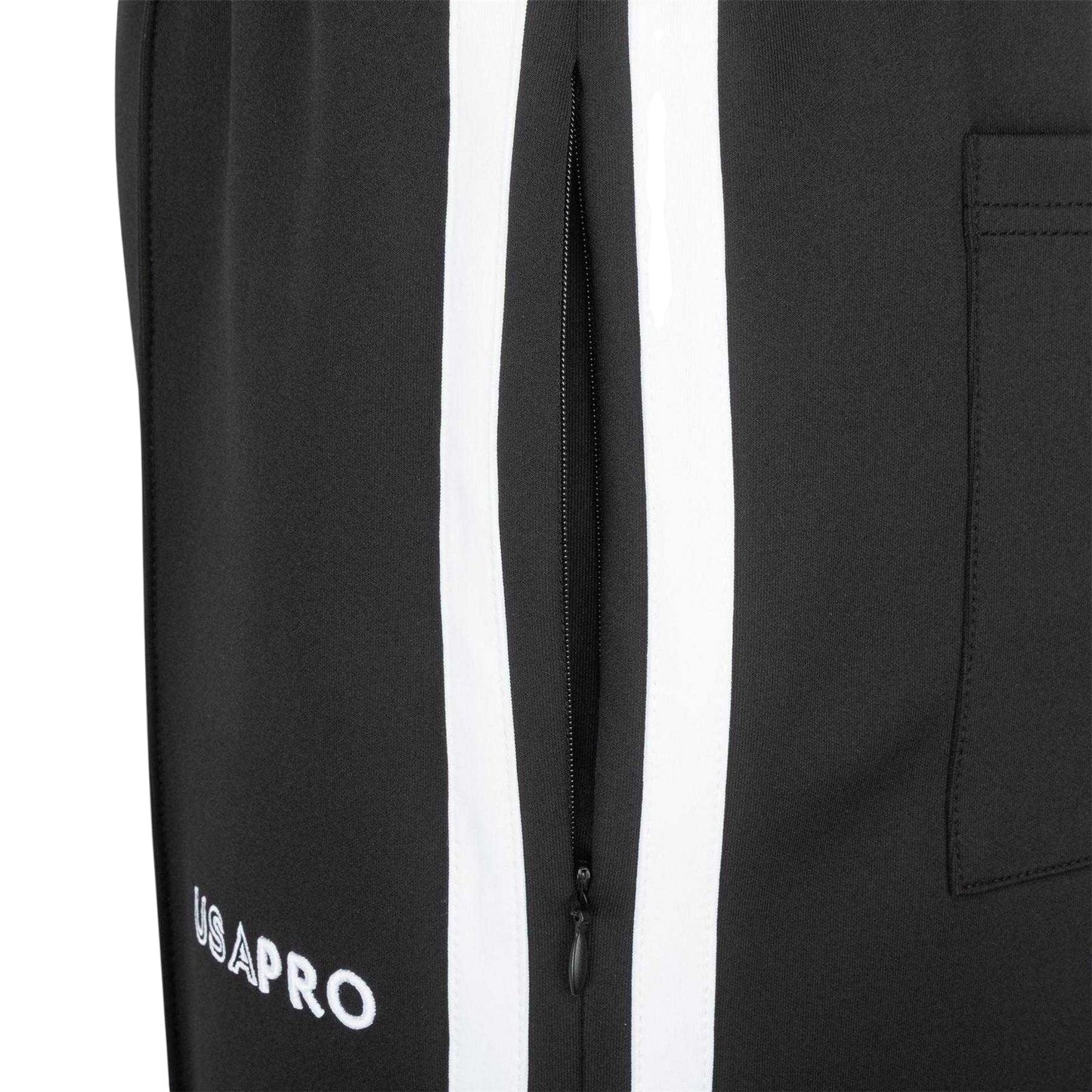 Black - Lifestyle - USA Pro Womens-Ladies Side Stripe Tracksuit Bottoms