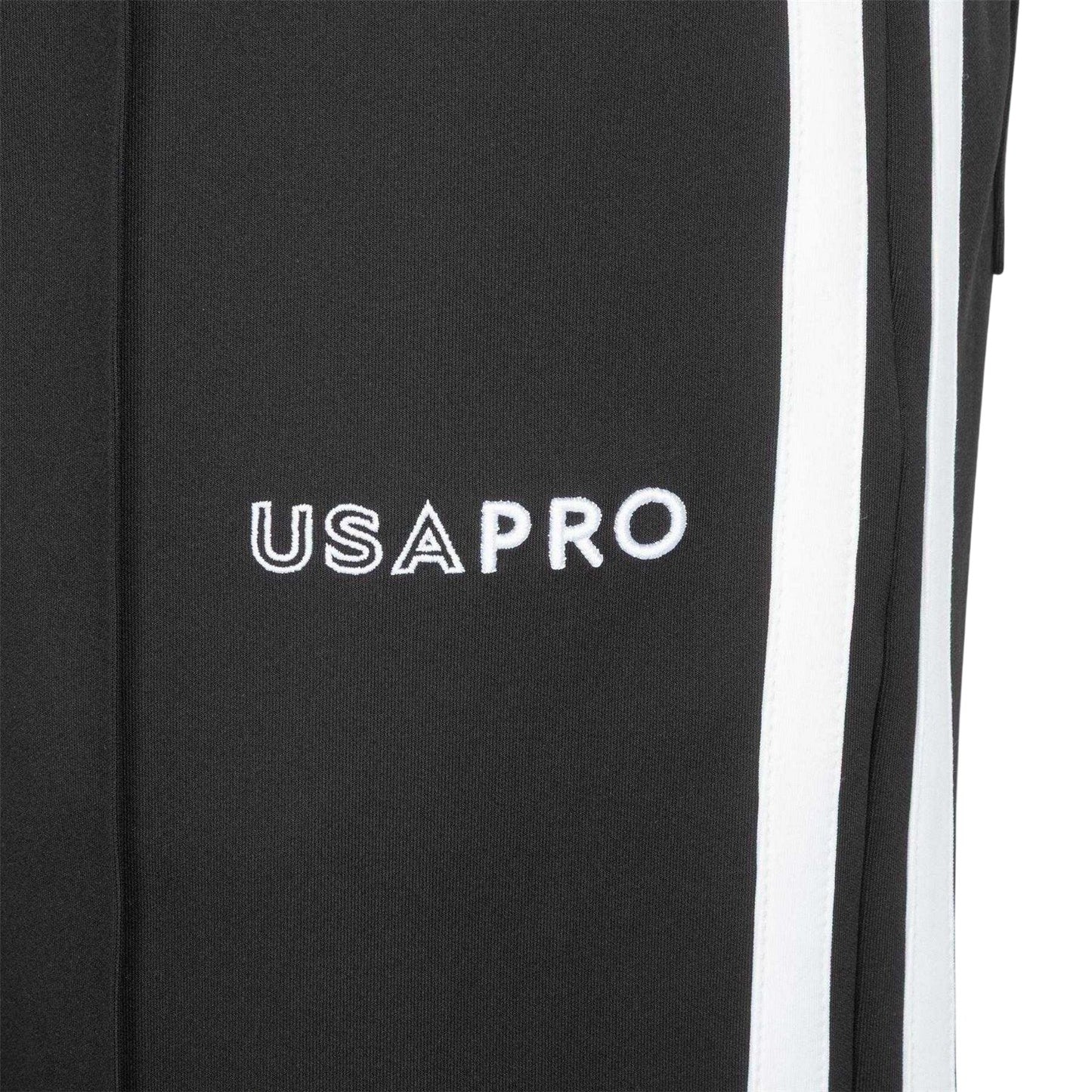 Black - Pack Shot - USA Pro Womens-Ladies Side Stripe Tracksuit Bottoms