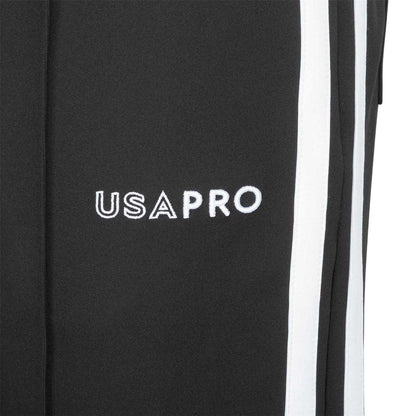 Black - Pack Shot - USA Pro Womens-Ladies Side Stripe Tracksuit Bottoms