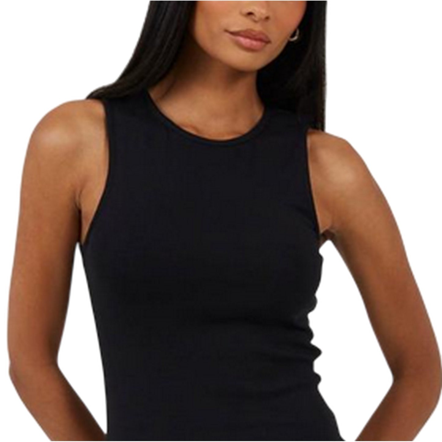 Black - Side - Brave Soul Womens-Ladies Crew Neck Bodycon Sleeveless Mini Dress
