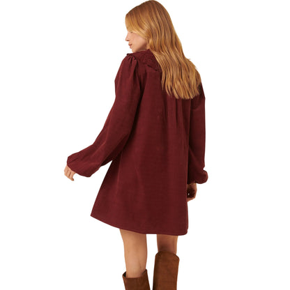 Burgundy - Back - Nobody´s Child Womens-Ladies Bridget Peter Pan Collar Mini Dress