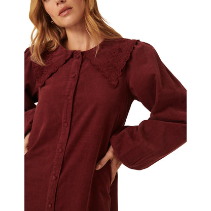 Burgundy - Side - Nobody´s Child Womens-Ladies Bridget Peter Pan Collar Mini Dress