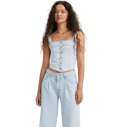 Light Blue - Lifestyle - Levis Womens-Ladies Drea Cool Poole 2 Woven Tank Top