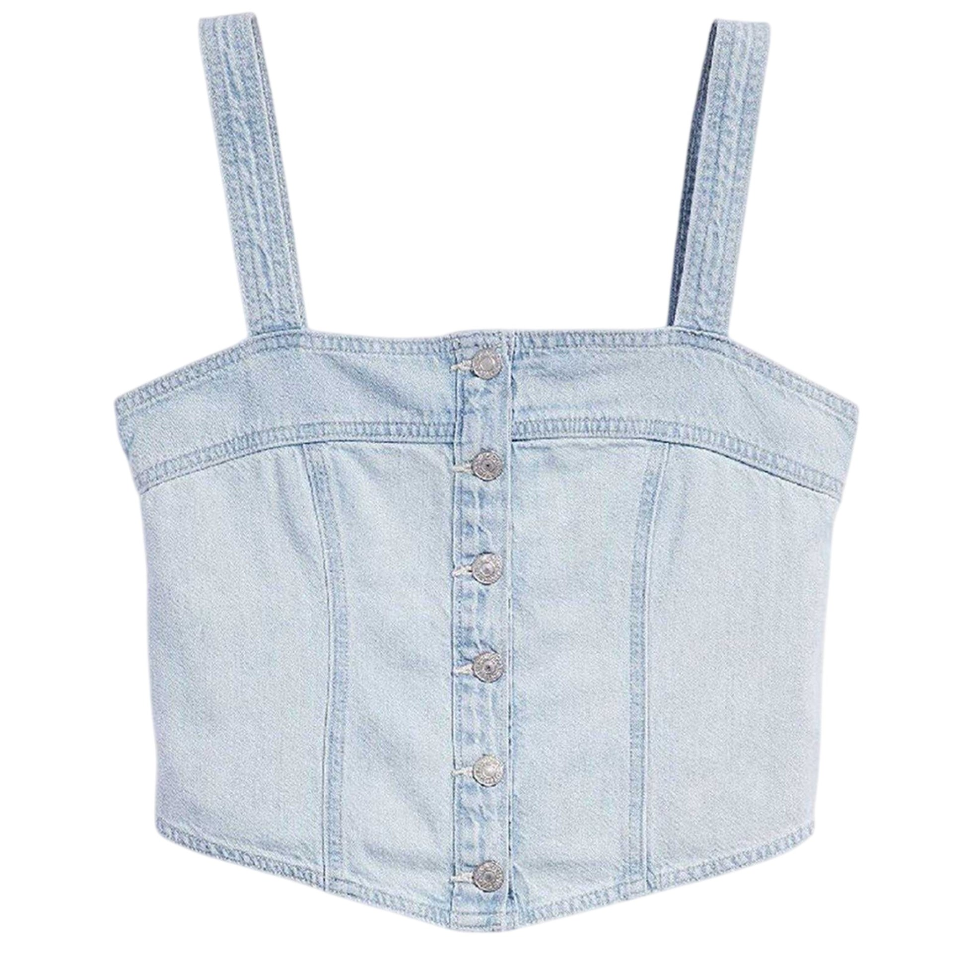 Light Blue - Front - Levis Womens-Ladies Drea Cool Poole 2 Woven Tank Top