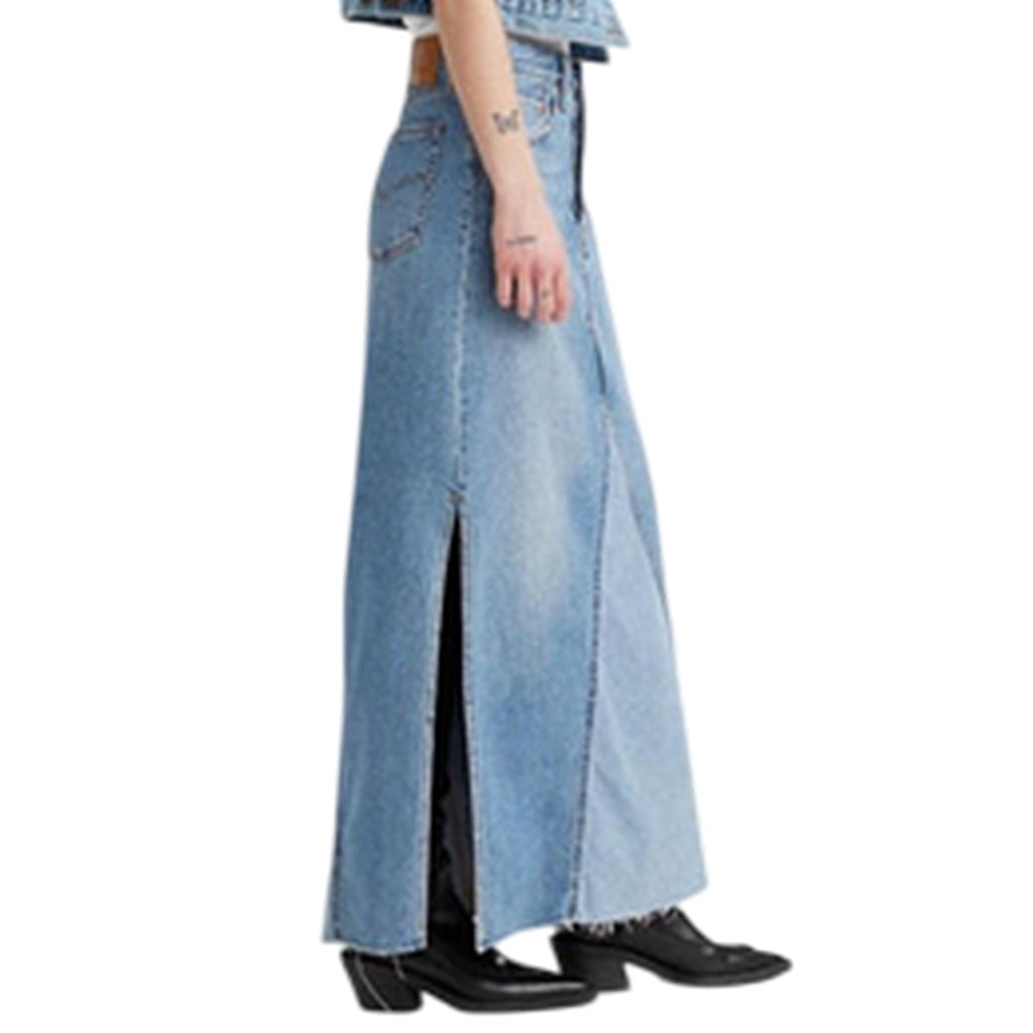 Blue - Lifestyle - Levis Womens-Ladies Iconic Split Denim Regular Maxi Skirt