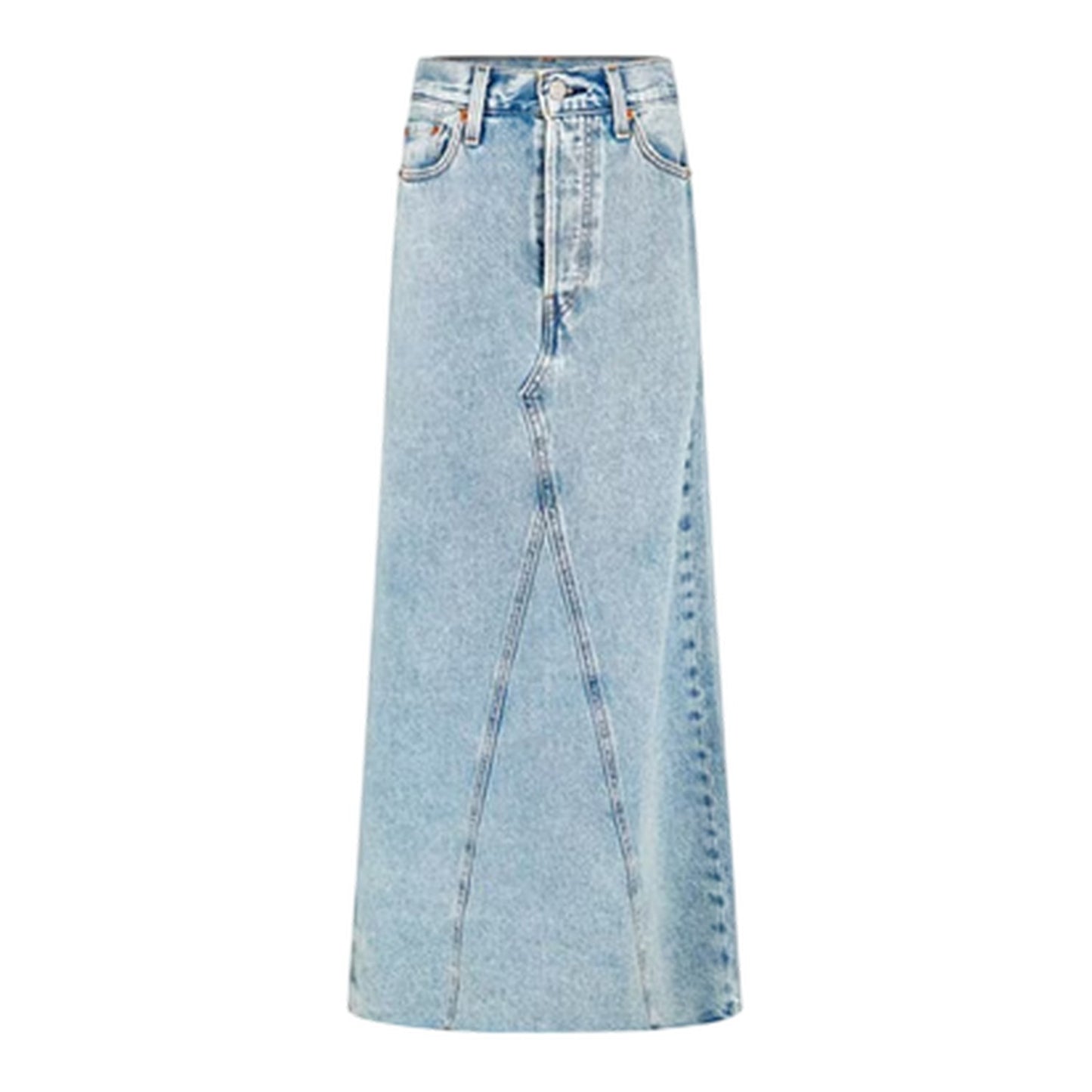 Stone Blue - Front - Levis Womens-Ladies Iconic Split Denim Regular Maxi Skirt