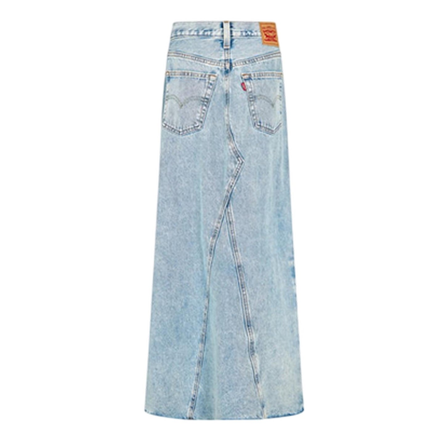 Stone Blue - Back - Levis Womens-Ladies Iconic Split Denim Regular Maxi Skirt