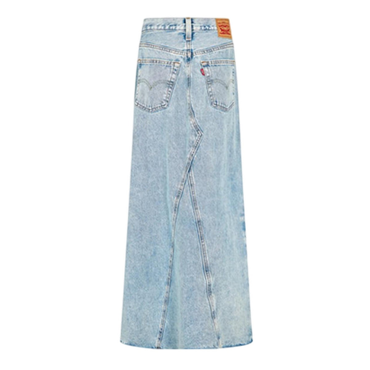 Stone Blue - Back - Levis Womens-Ladies Iconic Split Denim Regular Maxi Skirt