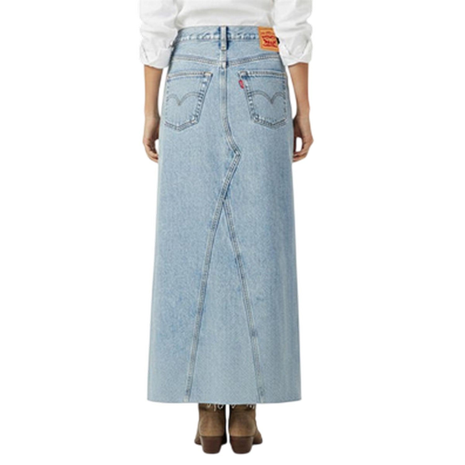 Stone Blue - Lifestyle - Levis Womens-Ladies Iconic Split Denim Regular Maxi Skirt