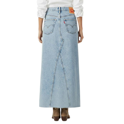 Stone Blue - Lifestyle - Levis Womens-Ladies Iconic Split Denim Regular Maxi Skirt