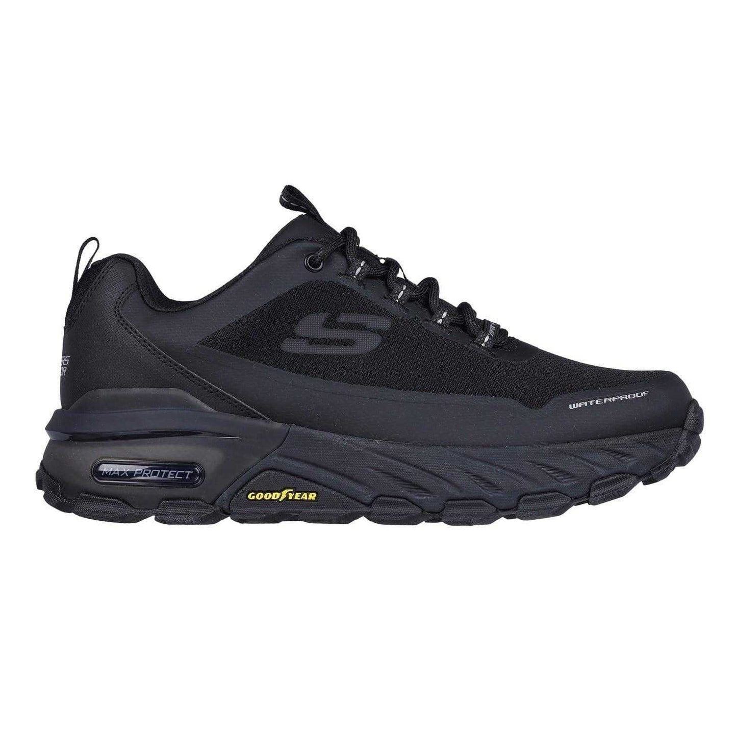 Black - Front - Skechers Mens Max Protect Fast Track Waterproof Walking Shoes