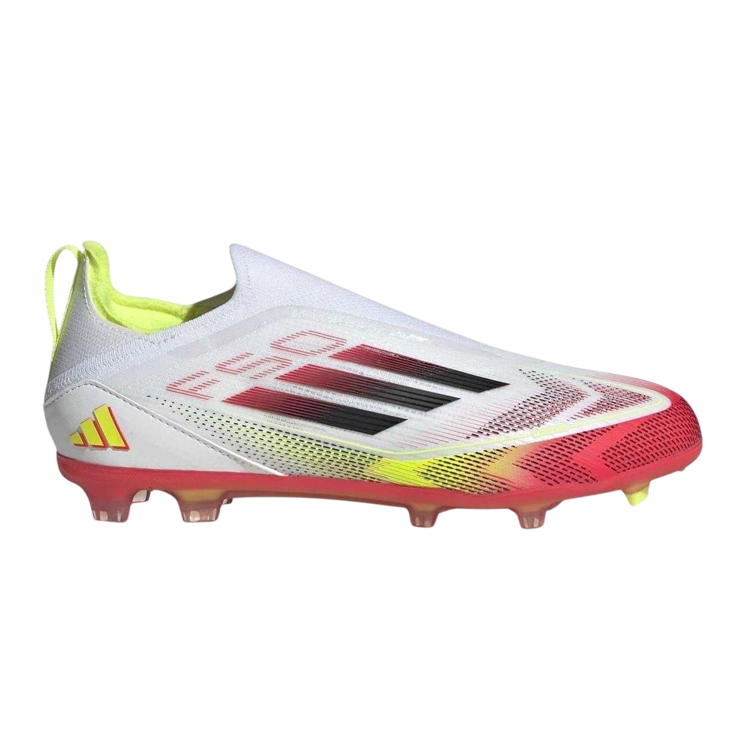 White-Black-Yellow - Front - Adidas Childrens-Kids F50 Firm Ground Football Boots
