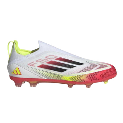 White-Black-Yellow - Front - Adidas Childrens-Kids F50 Firm Ground Football Boots