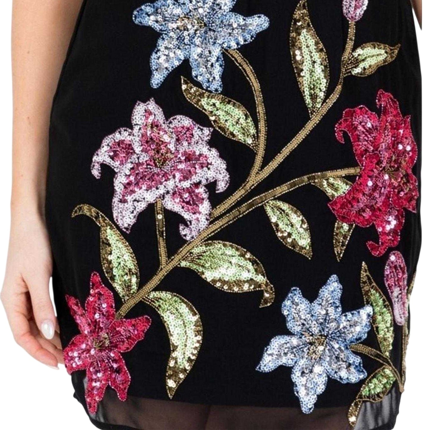 Black - Lifestyle - Maya Deluxe Womens-Ladies Floral Halter Neck Mini Dress