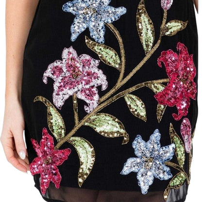 Black - Lifestyle - Maya Deluxe Womens-Ladies Floral Halter Neck Mini Dress