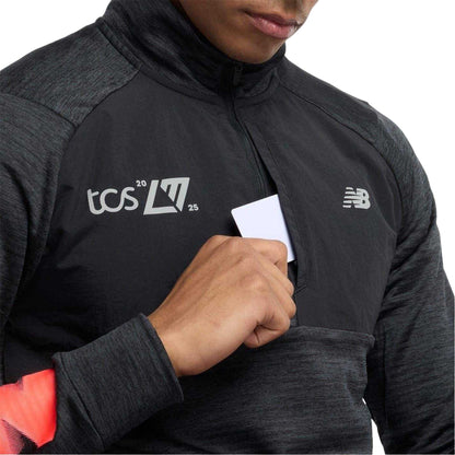 Black - Side - New Balance Mens Mock Neck Slim Athletic Top