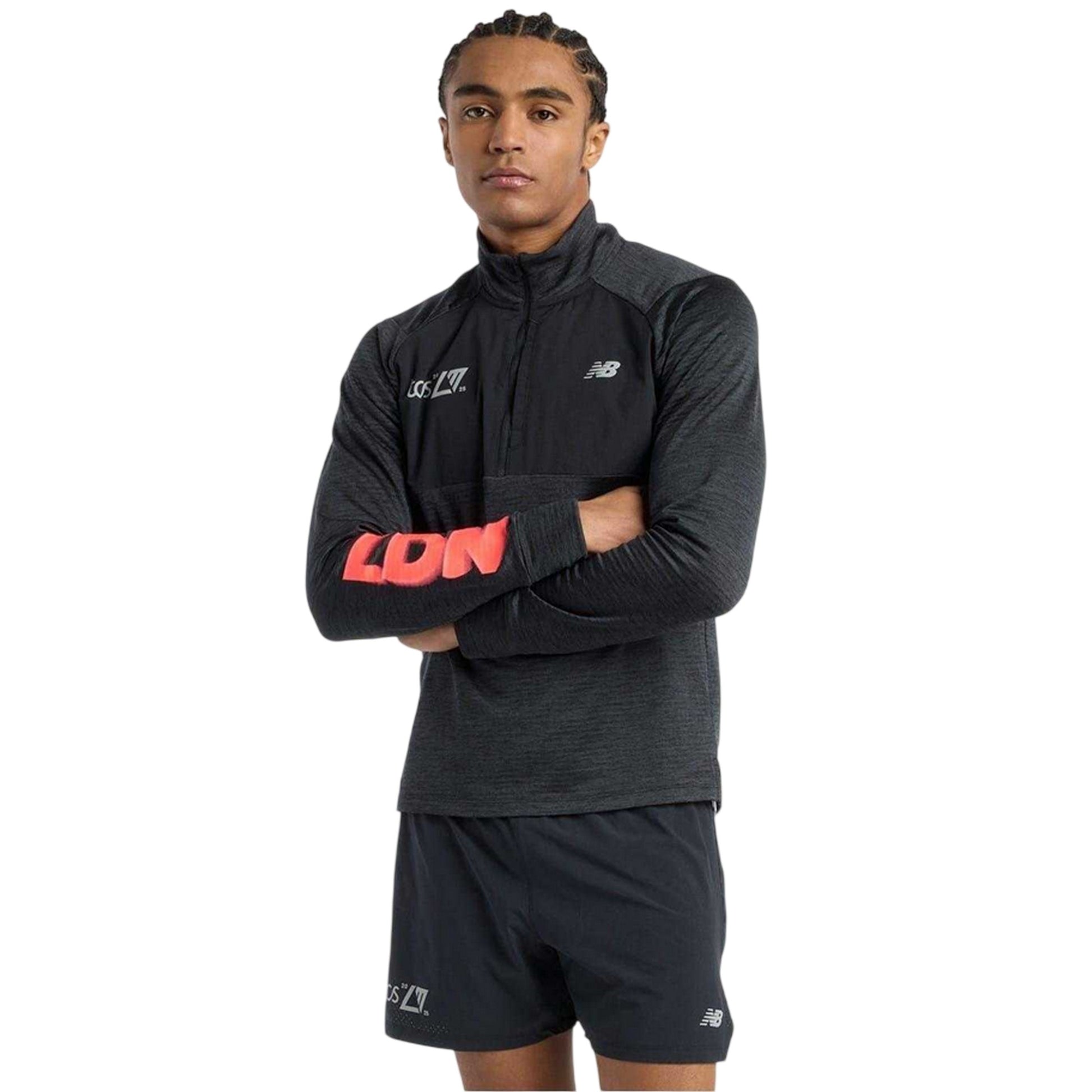 Black - Lifestyle - New Balance Mens Mock Neck Slim Athletic Top
