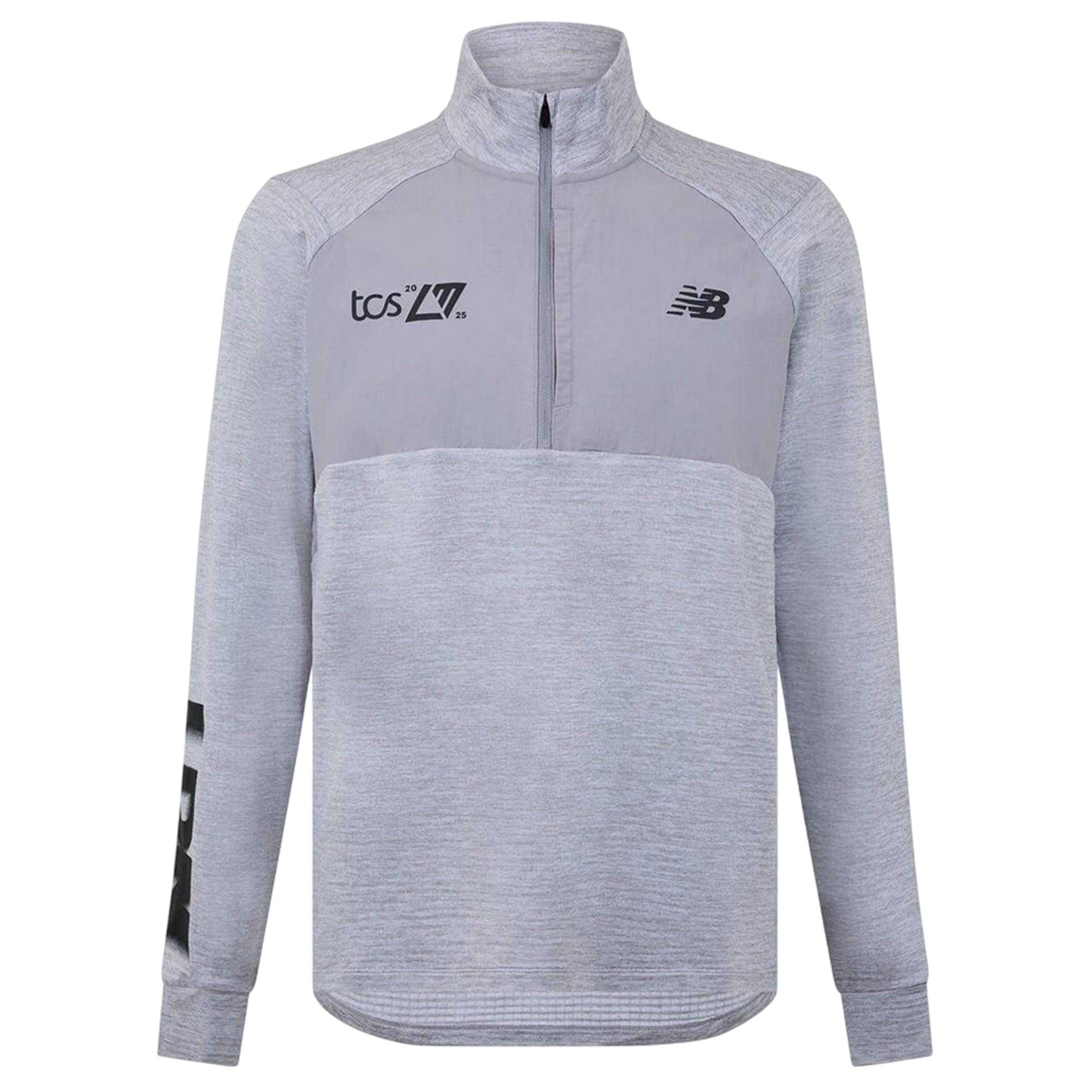 Grey-Black - Front - New Balance Mens Mock Neck Slim Athletic Top