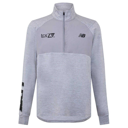 Grey-Black - Front - New Balance Mens Mock Neck Slim Athletic Top