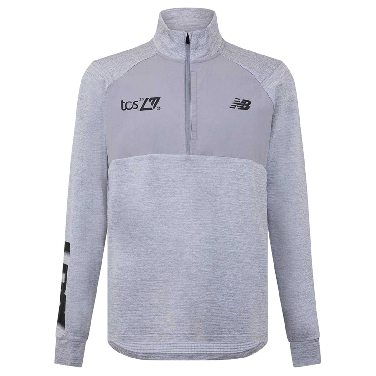Grey-Black - Front - New Balance Mens Mock Neck Slim Athletic Top