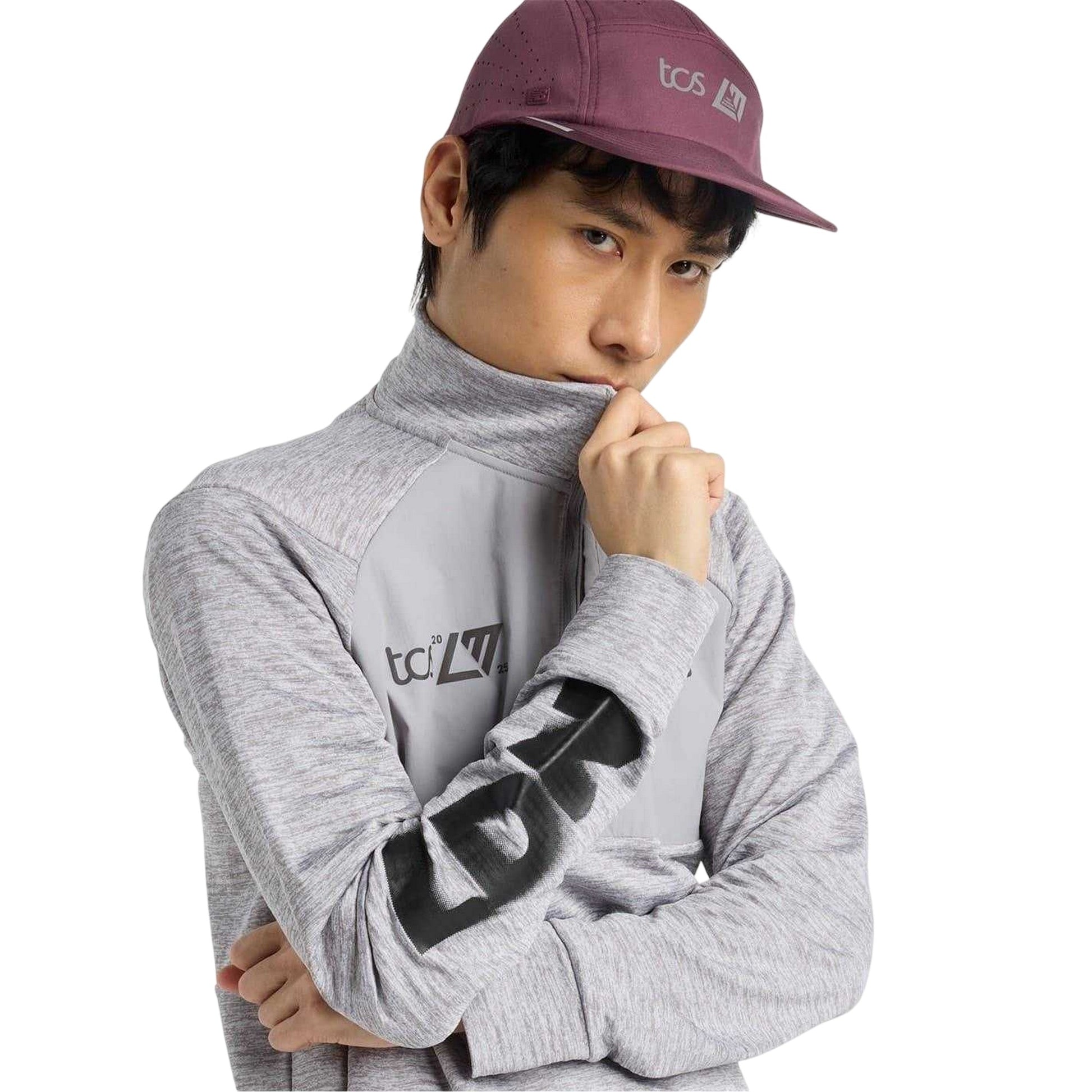 Grey-Black - Side - New Balance Mens Mock Neck Slim Athletic Top