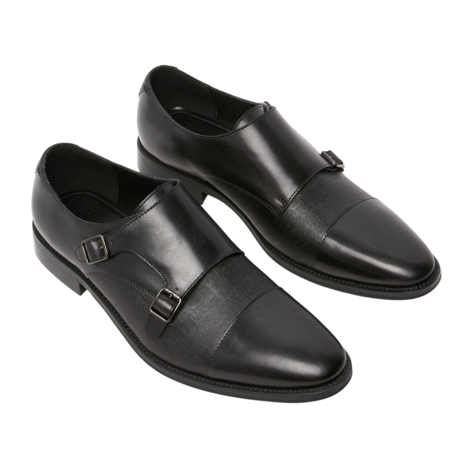 Black - Back - Where´s That From Mens Double Monk Strap Flat Formal Shoes