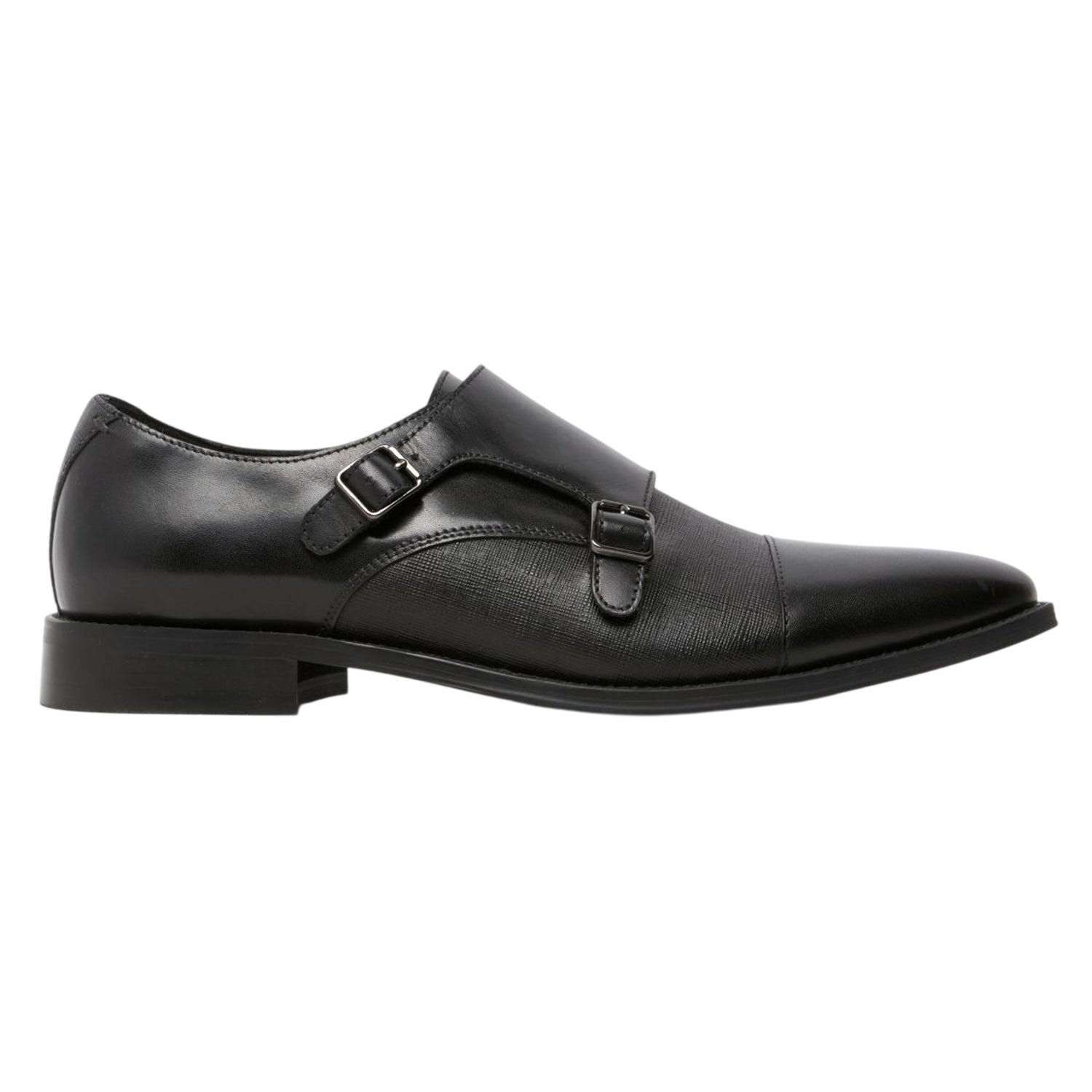 Black - Front - Where´s That From Mens Double Monk Strap Flat Formal Shoes