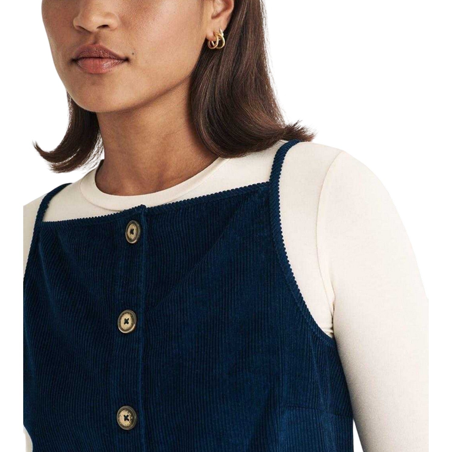 Blue - Side - Nobody´s Child Womens-Ladies Corduroy Square Neck Mini Dress