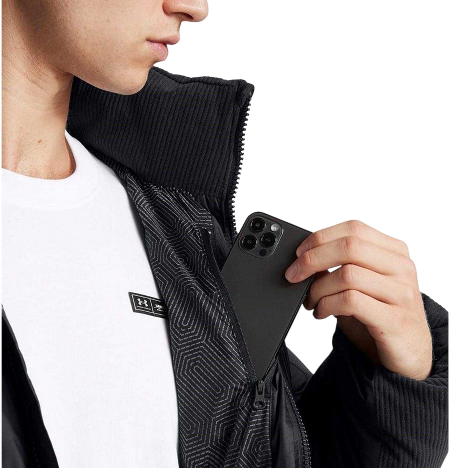 Black - Side - Under Armour Unisex Adult Heavyweight Athletic Puffer Jacket