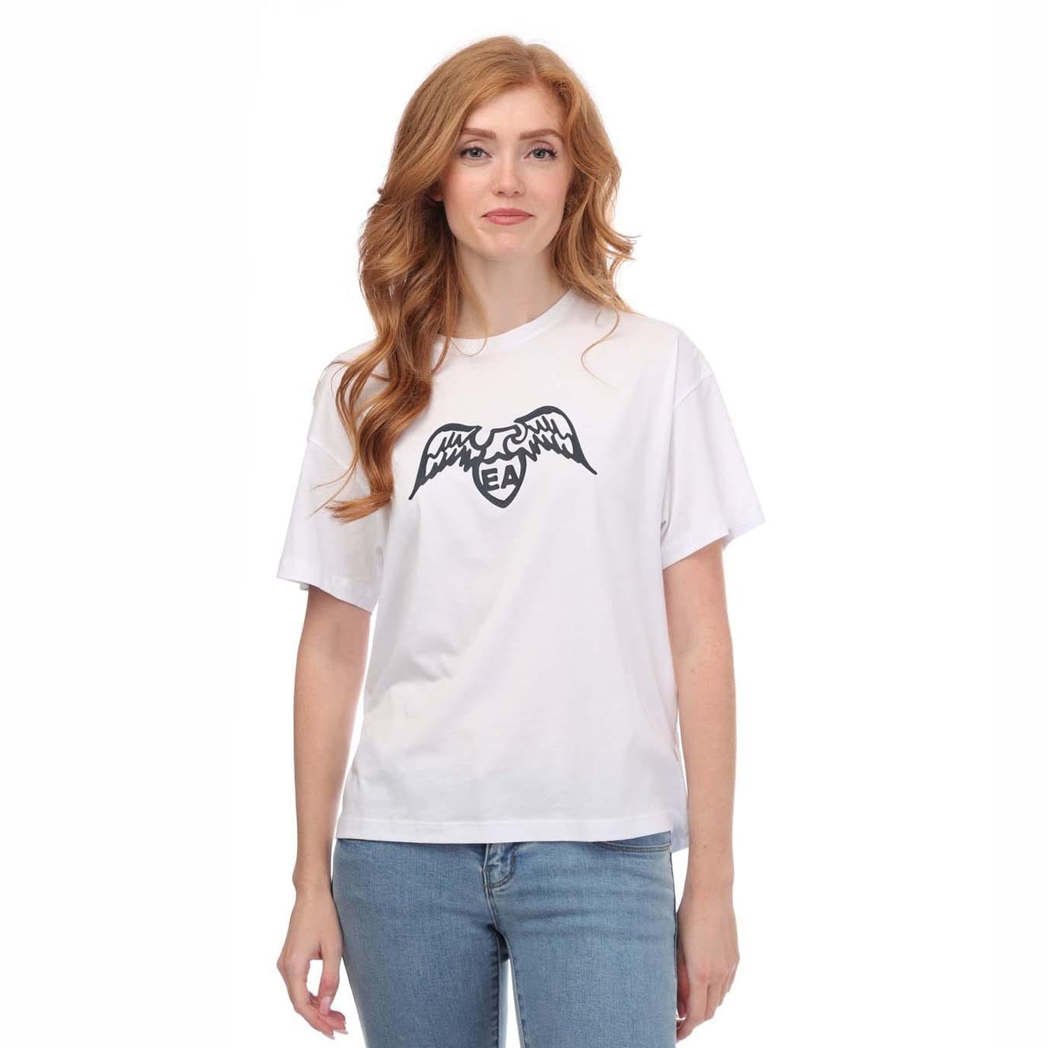 White - Front - Emporio Armani Womens-Ladies T-Shirt