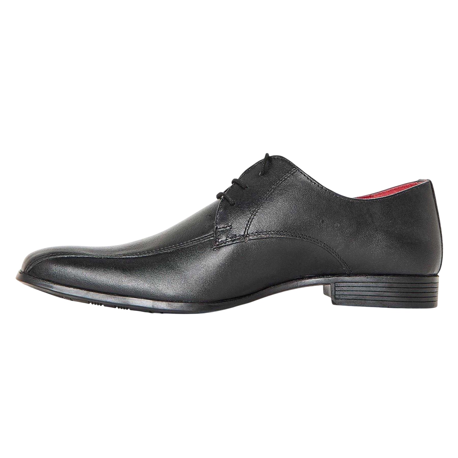 Black - Back - Lambretta Mens Leather Formal Derby Shoes