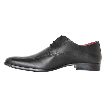 Black - Back - Lambretta Mens Leather Formal Derby Shoes