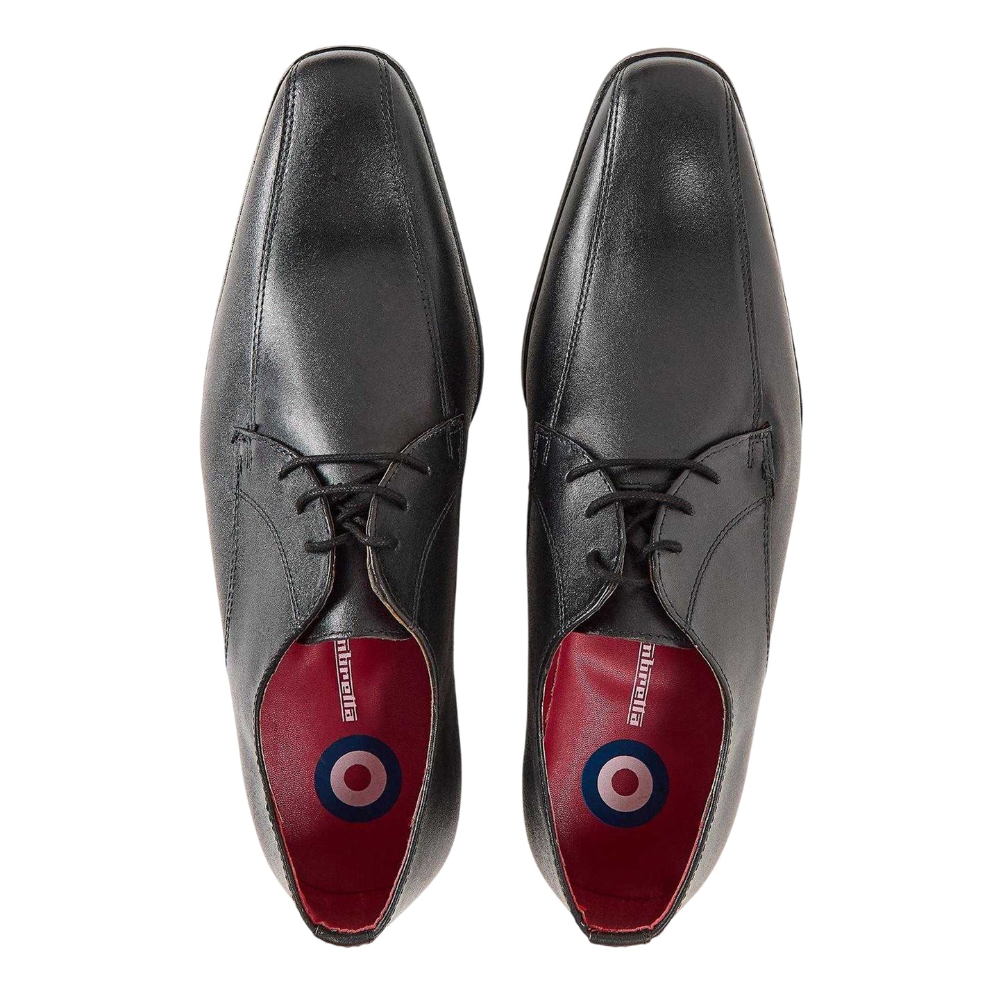 Black - Side - Lambretta Mens Leather Formal Derby Shoes