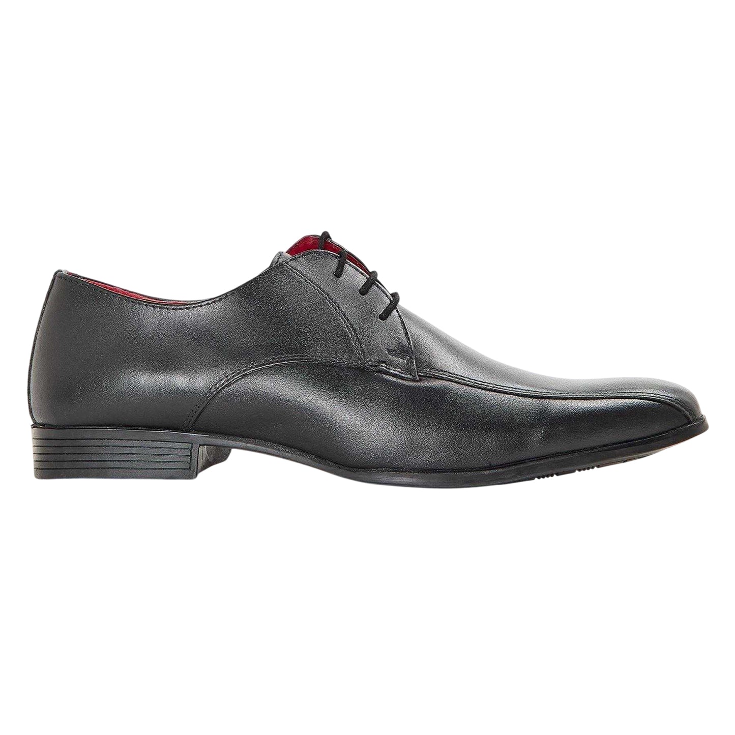 Black - Front - Lambretta Mens Leather Formal Derby Shoes