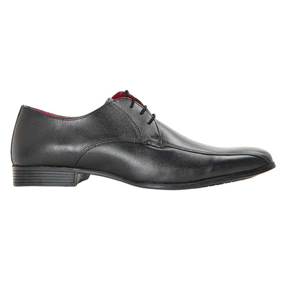 Black - Front - Lambretta Mens Leather Formal Derby Shoes