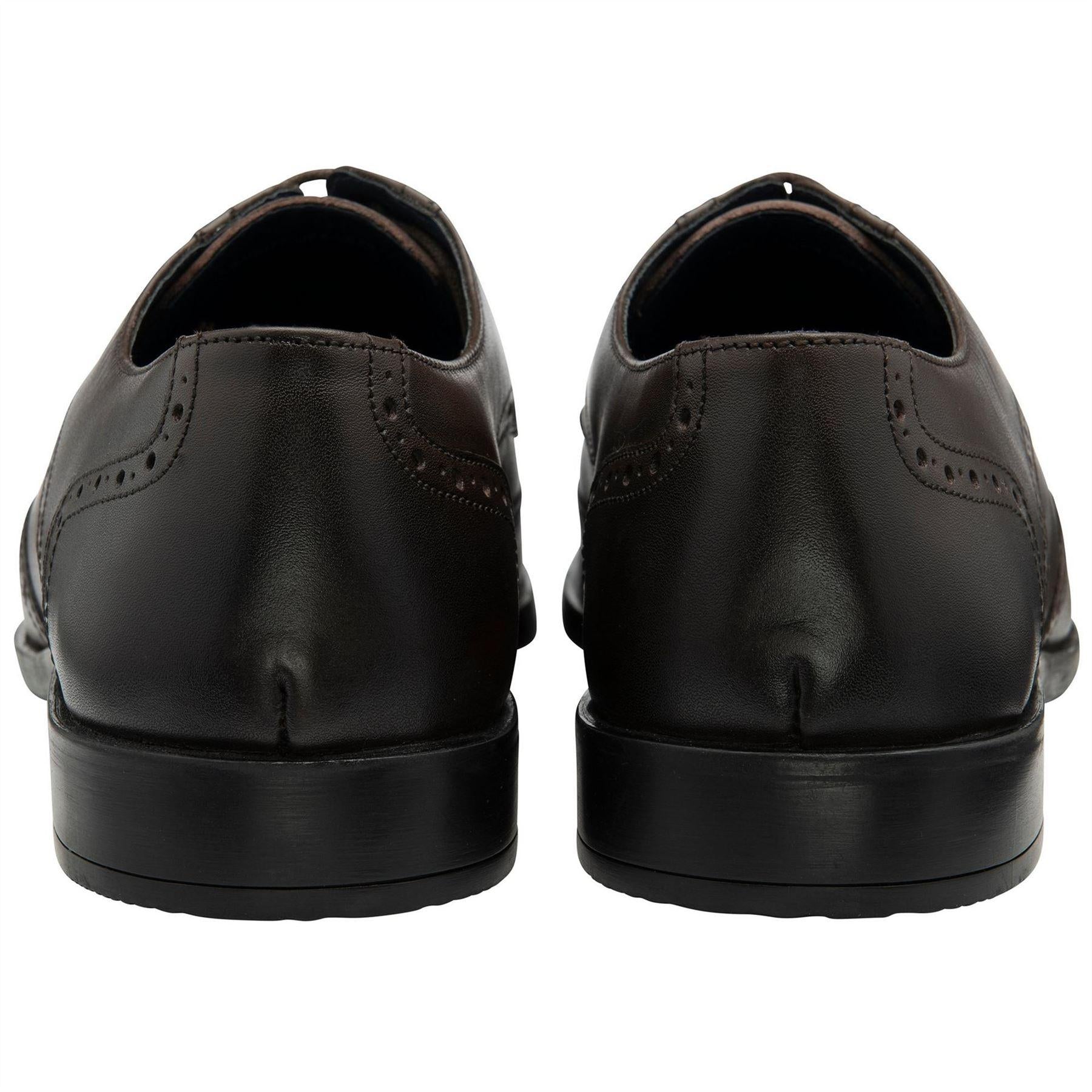Brown - Back - Lotus Shoes Mens Milton Leather Low Heel Brogues