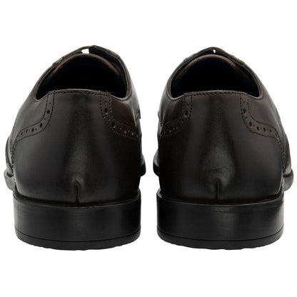Brown - Back - Lotus Shoes Mens Milton Leather Low Heel Brogues