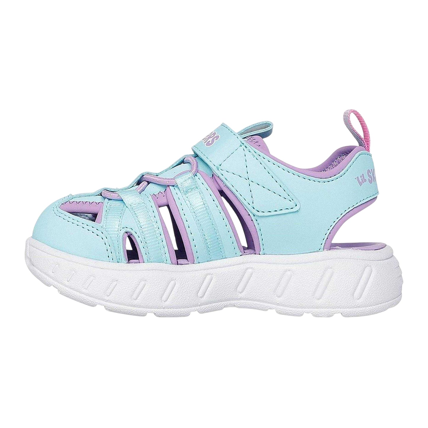 Turquoise-Lavender - Back - Skechers Girls Sea Creatures Light Up Flat Sandals