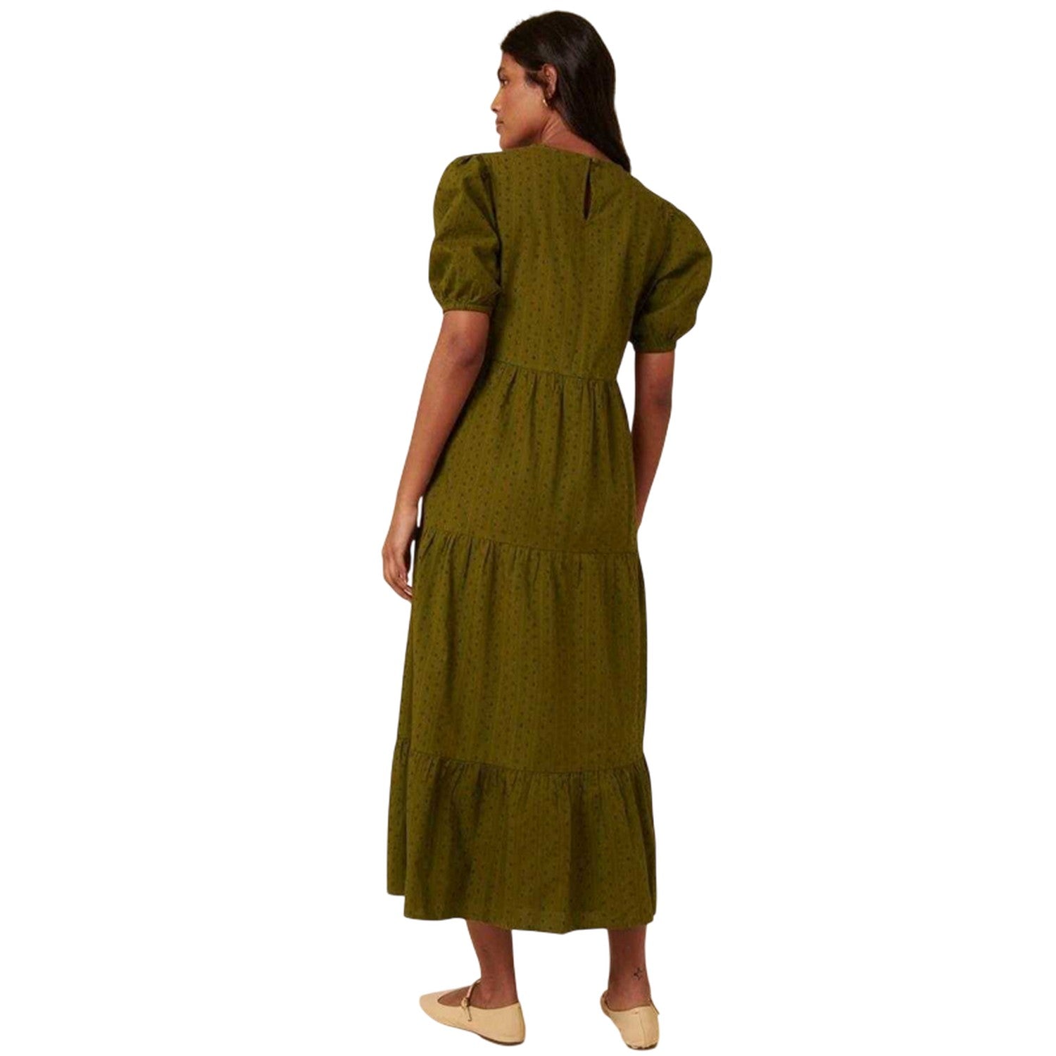 Green - Back - Nobody´s Child Womens-Ladies Betty Tiered Crew Neck Midi Dress