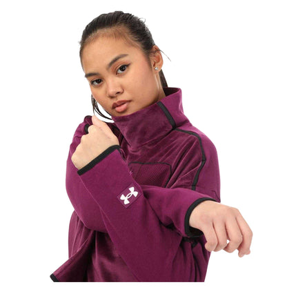 Purple - Side - Under Armour Womens-Ladies Velour Fleece Top