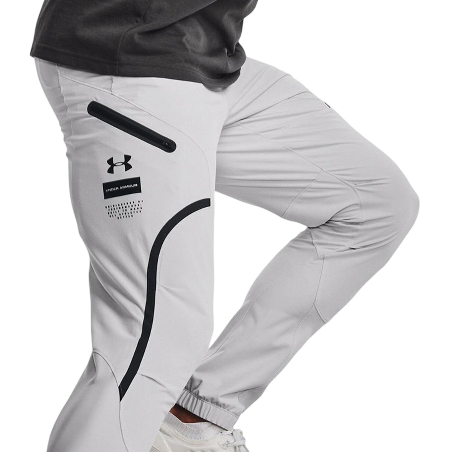 Grey - Side - Under Armour Mens Unstoppable Plain Cargo Trousers