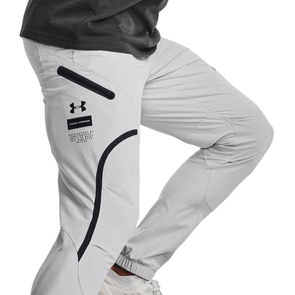 Grey - Side - Under Armour Mens Unstoppable Plain Cargo Trousers