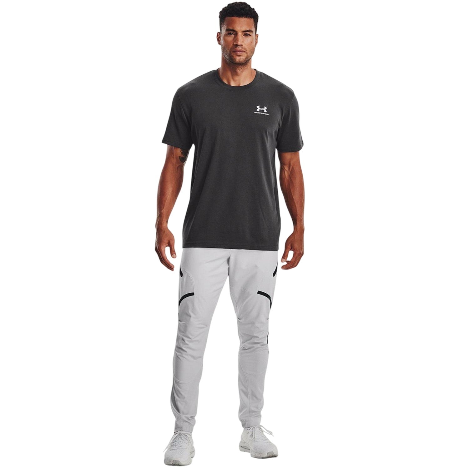 Grey - Close up - Under Armour Mens Unstoppable Plain Cargo Trousers