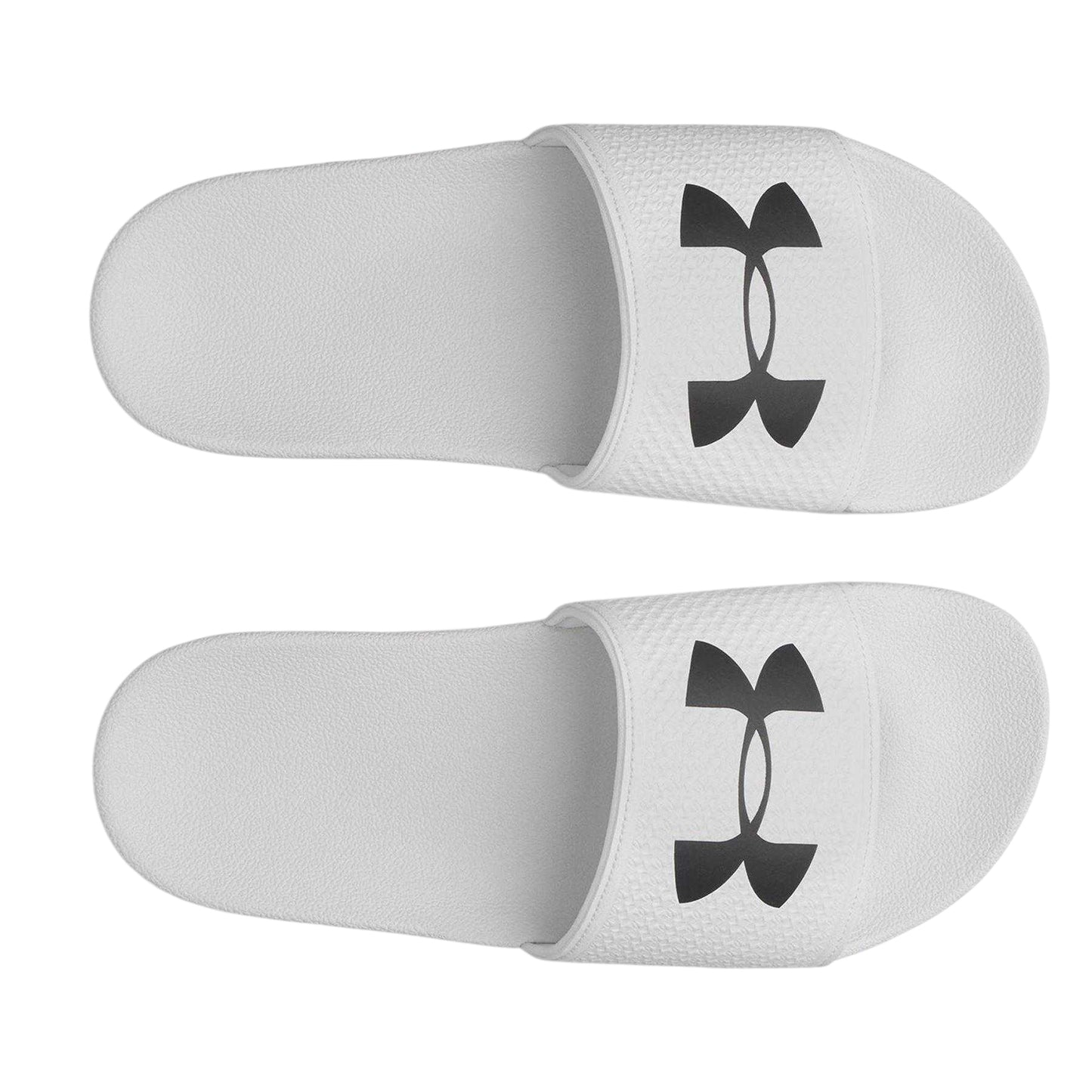 White-Black - Side - Under Armour Womens-Ladies Logo Sliders