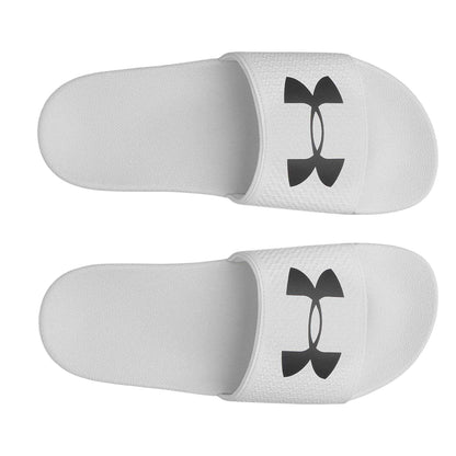 White-Black - Side - Under Armour Womens-Ladies Logo Sliders