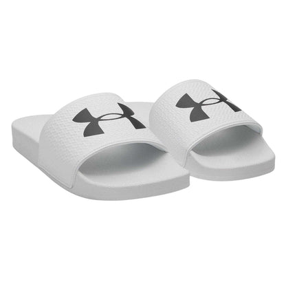 White-Black - Pack Shot - Under Armour Womens-Ladies Logo Sliders
