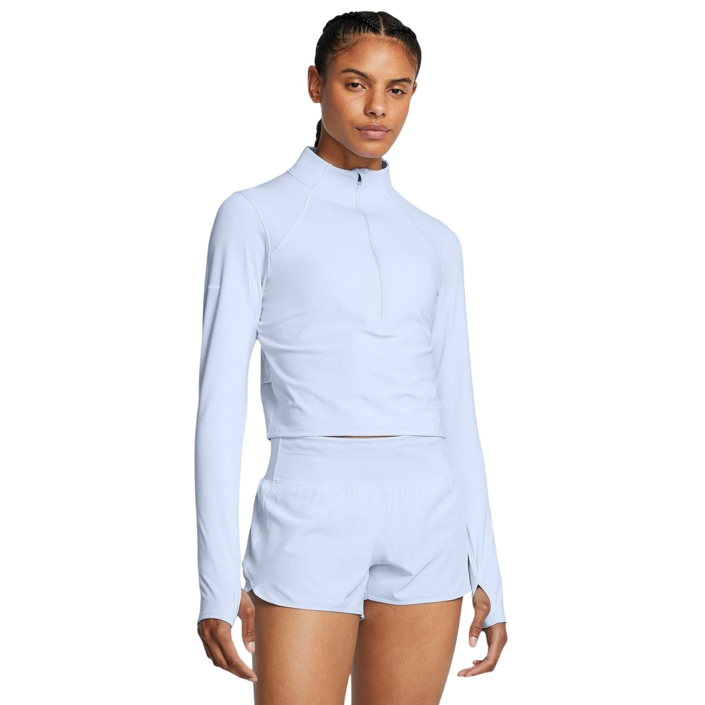 Blue - Side - Under Armour Womens-Ladies Launch Elite Slim Top