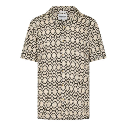Black-Ecru - Front - Threadbare Mens Rackes Snake Print Short-Sleeved Shirt