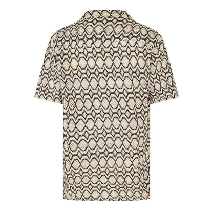 Black-Ecru - Back - Threadbare Mens Rackes Snake Print Short-Sleeved Shirt